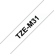 Originele Brother TZe-M31 label tapecassette – zwart op mat transparant, breedte 12 mm