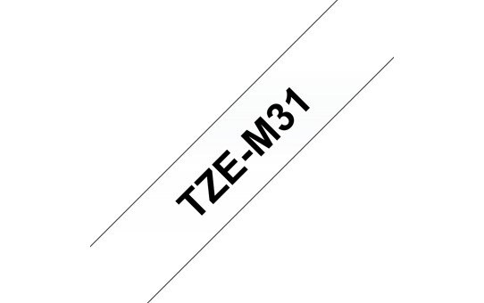 Original Brother TZeM31 merketape – sort på klar matt, 12 mm bred