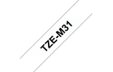 Brother original TZeM31 etikettape – svart på genomskinlig, matt, 12 mm
