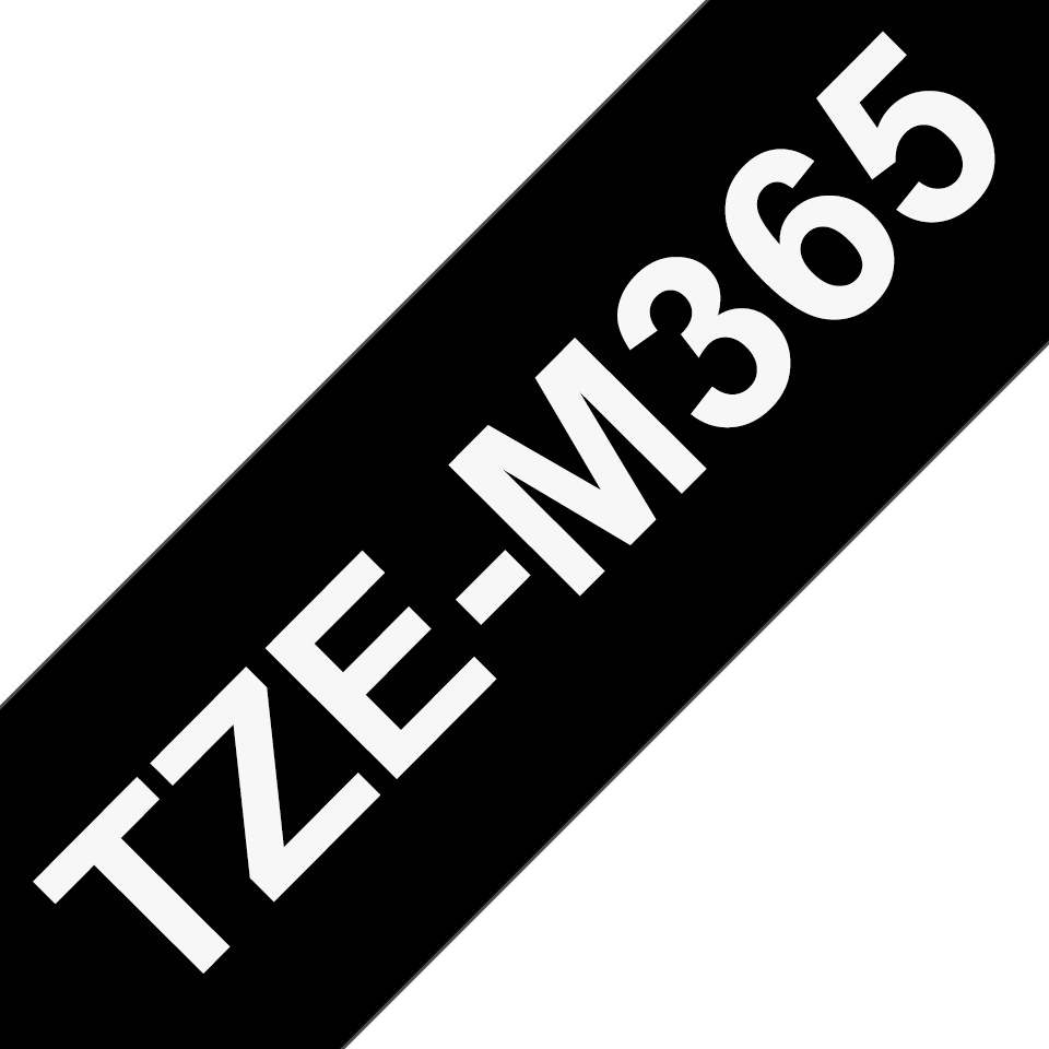 TZe-M365 - mat laminering med hvid tekst på sort
