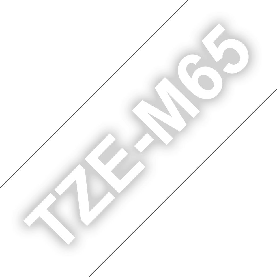 banner caseta cu banda pentru etichete TZe-M65 36 mm alb pe transparent mat laminat