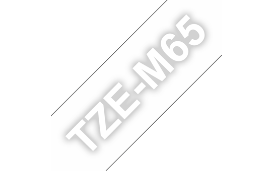 Casetă cu bandă de etichete, originală Brother TZe-M65, mată laminată alb pe transparent cu o lățime de 36 mm