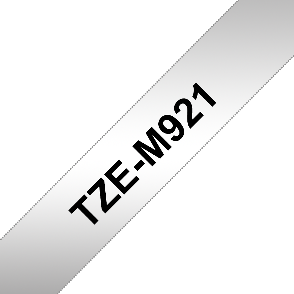 Brother P-touch TZeM921 sort på matt sølv merketape