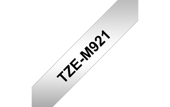 Alkuperäinen Brother TZeM921 -mattametallitarra – musta teksti hopeanvärisellä pohjalla, 9 mm