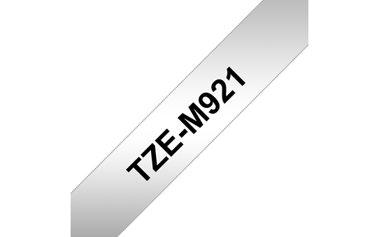 Original Brother TZeM921 tape – sort på mat sølv, 9 mm bred