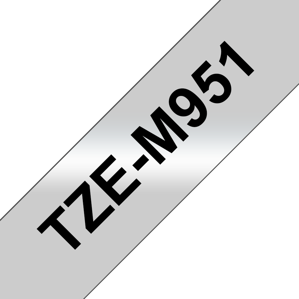Alkuperäinen Brother TZeM951 -mattametallitarra – musta teksti mattahopealla pohjalla, 24 mm