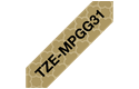 Genuine Brother TZe-MPGG31 Labelling Tape Cassette – Black On Gold Pattern, 12mm wide
