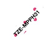 TZe-MPPH31 - Cassette à ruban pour étiqueteuse Brother originale – Noir sur motif à cœurs roses, 12 mm de large