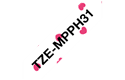 TZeMPPH31: оригинальная кассета с лентой для печати наклеек черным на белом фоне с розовыми сердечками, ширина 12 мм. 3