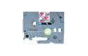 TZeMPRG31: оригинальная кассета с лентой для печати полосатых наклеек черным на фоне в бело-красную клетку, ширина 12 мм. 2