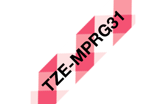 Brother original TZeMPRG31 laminert matt merketape - sort tekst på rødt rutemønster, 12 mm bred