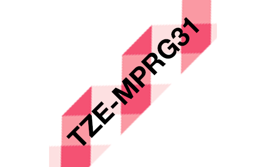 Genuine Brother TZe-MPRG31 Labelling Tape – Black on Red Gingham, 12mm wide