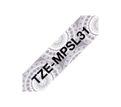 TZe-MPSL31 - Cassette à ruban pour étiqueteuse Brother originale – Noir sur motifs dentelle argent, 12 mm de large