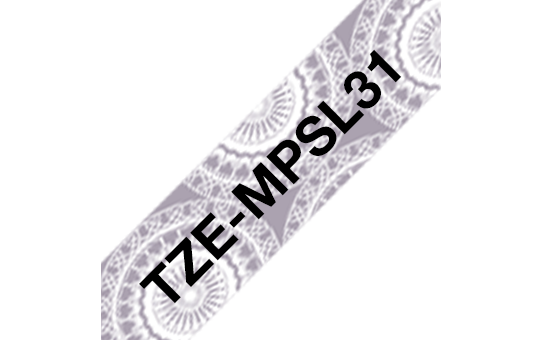 Brother TZe-MPRG31 касета с лента – черен текст на лента със сребърна дантелена шарка, ширина 12мм