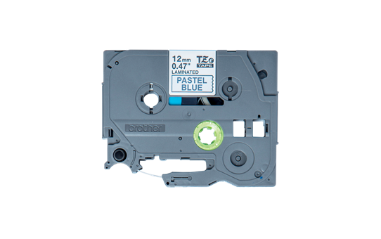 TZeMQ531: оригинальная кассета с лентой для печати наклеек черным на пастельно-голубом фоне, ширина 12 мм.
