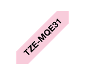 TZe-MQE31 - Cassette à ruban pour étiqueteuse Brother originale – Noir sur rose pastel, 12 mm de large.