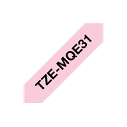 Genuine Brother TZe-MQE31 Labelling Tape Cassette – Black on Pastel Pink, 12mm wide