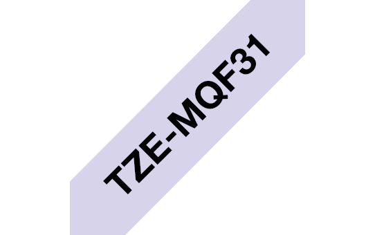 Original Brother TZeMQF31 laminert matt merketape – sort på pastell lilla, 12 mm bred