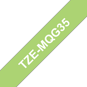 Genuine Brother TZe-MQG35 - бял текст на светлозелена матирана лента, ширина 12mm