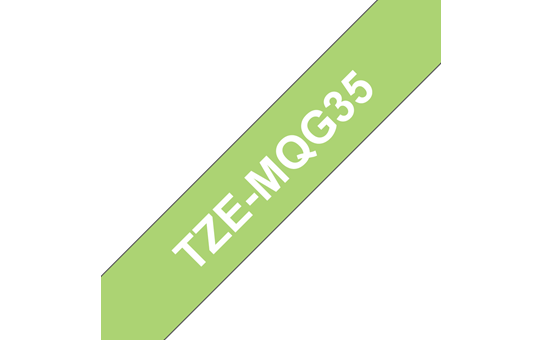 Originele Brother TZe-MQG35 label tapecassette – wit op lime groen, breedte 12 mm