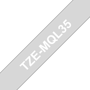 Oryginalna matowa taśma TZe-MQL35 firmy Brother – biały nadruk na matowym szarym tle, 12 mm szerokości