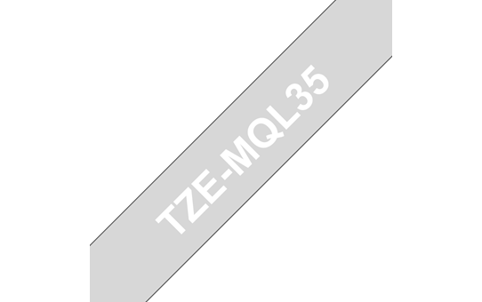 Originele Brother TZe-MQL35 labeltape – wit op grijs, breedte 12 mm