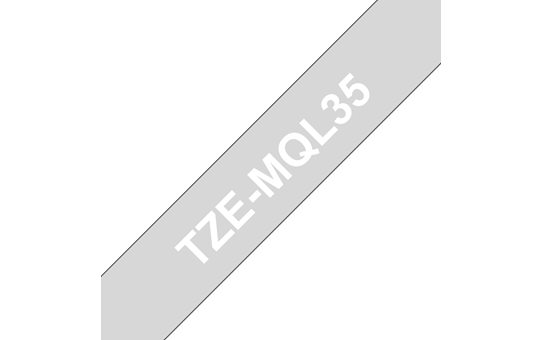 Brother original TZeMQL35 laminert matt merketape - hvit på lys grå, 12 mm bred