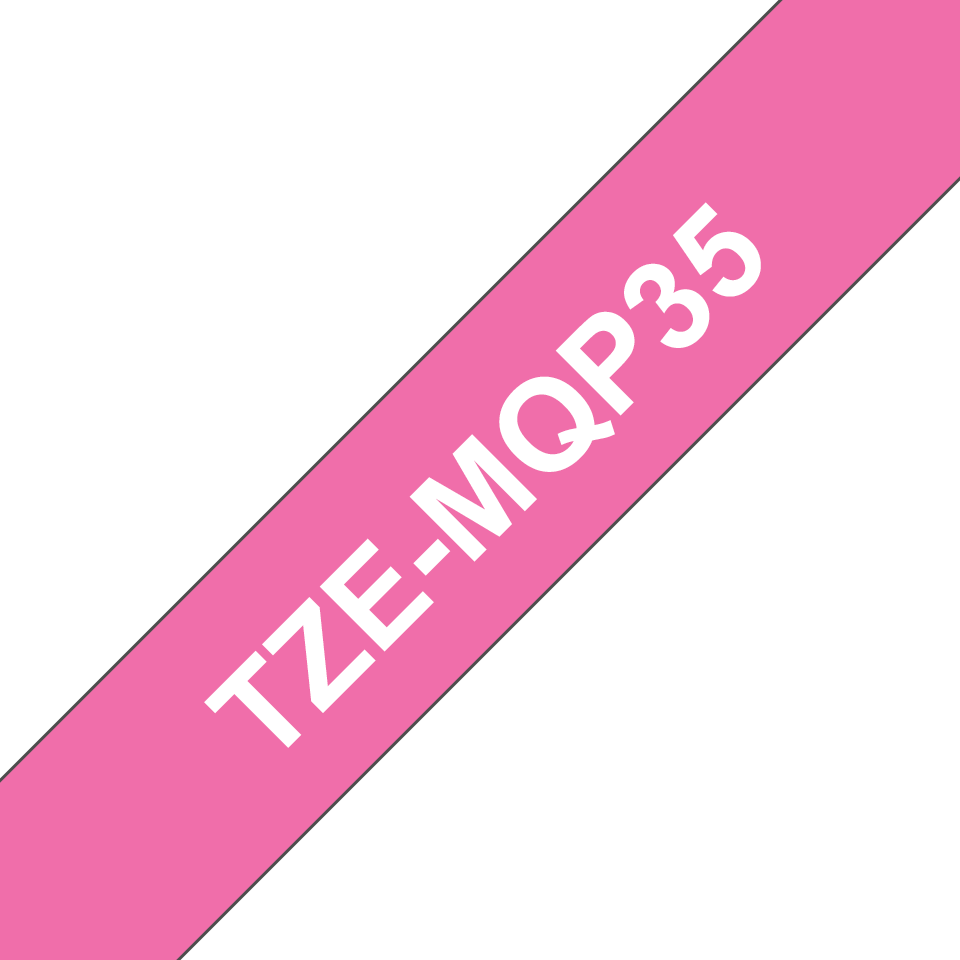 Brother TZe-MQP35 hvid på pink-tape – 12 mm bred