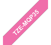 Genuine Brother TZe-MQP35 Labelling Tape Cassette – White on Berry Pink, 12mm wide