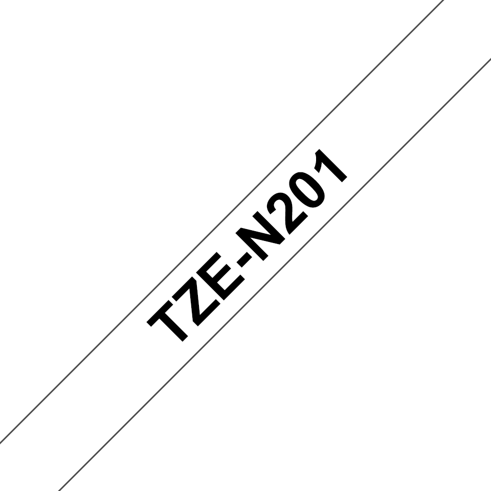 Brother TZeN201 original etikettape, svart på vit, 3,5 mm 