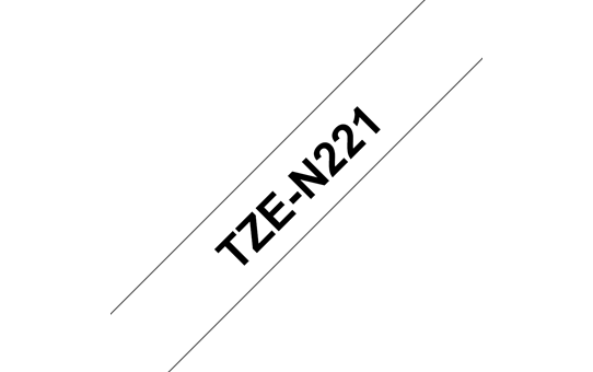 Oryginalna nielaminowana taśma TZe-N221 firmy Brother – czarny nadruk na białym tle, 9mm szerokości