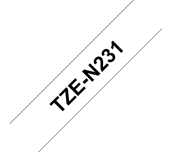TZe-N231 - Cassette à ruban pour étiqueteuse Brother originale – Noir sur blanc, 12 mm de large