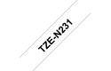 Alkuperäinen Brother TZeN231 -tarranauha – musta teksti valkoisella pohjalla, 12 mm. 