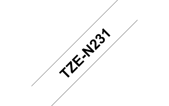 Brother TZeN231: оригинальная неламинированная кассета с лентой для печати наклеек на принтере PTouch, черным на белом фоне, в одном экземпляре, 12 мм.