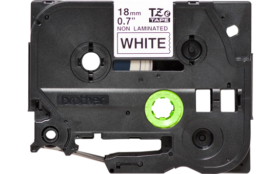 Oriģinālā Brother TZe-N241 melnas drukas balta uzlīmju lentes kasete, 18mm plata 2