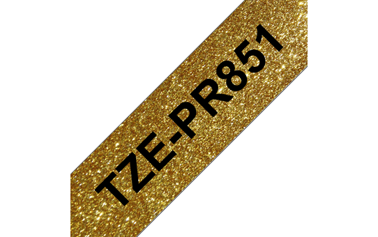 Casetă cu bandă de etichete originală Brother TZe-PR851 – negru pe auriu sclipitor, lățime de 24mm