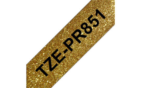 Brother original TZe-PR851etikettape – Svart på glittrande guld,  24 mm bred