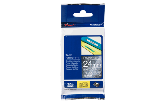 Genuine Brother TZe-PR955 Labelling Tape Cassette – White On Premium Silver, 24mm wide 3