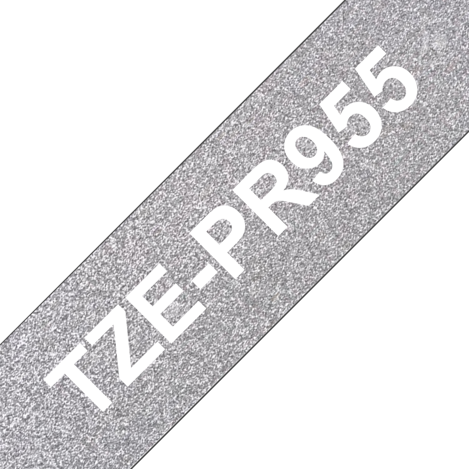 Бял текст на сребърна искряща лента TZePR955