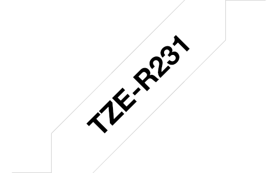 Brother original  TZe-R231 satinband - svart på vitt , 12 mm bred