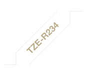 TZe-R234 - Cassette à ruban tissu Brother originale – Or sur blanc, 12 mm de large