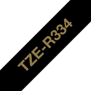 Oryginalna taśma wstążkowa Brother TZe-R334 – złoty nadruk na czarnym tle, 12 mm szerokości