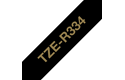 Originalt Brother TZeR334 silkebånd – gull på sort, 12 mm bred