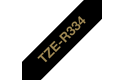 Brother TZe-R334 Касета с лента за панделки, златен текст на черен фон 3