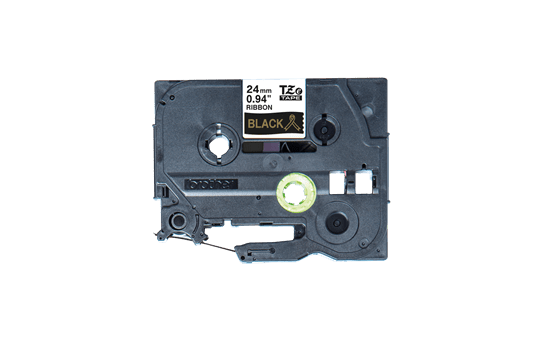 Alkuperäinen Brother TZeR354 -satiininauha – Kullanvärinen teksti mustalla nauhalla, leveys 24 mm 6