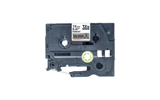 Оригинална касета с лента за панделки Brother TZe-R931  – Черен текст на сребърна лента, 12 мм ширина 2