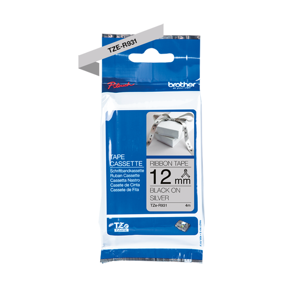 Genuine Brother TZe-R931 Ribbon Tape Cassette – Black on Silver, 12mm wide 3