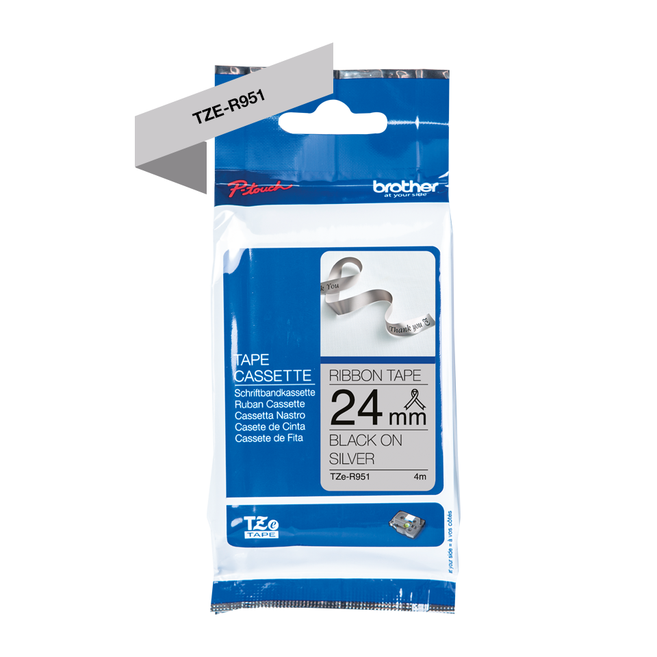 Genuine Brother TZe-R951 Ribbon Tape Cassette – Black on Silver, 24mm wide 3