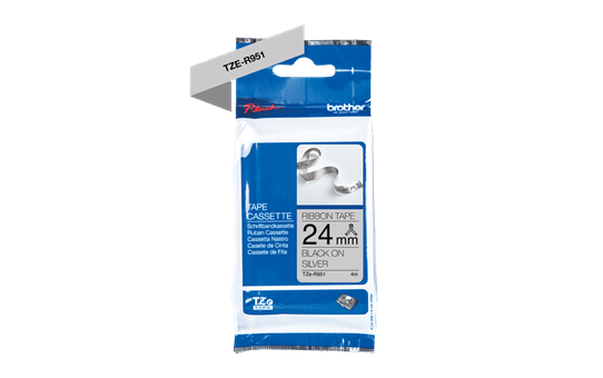 Genuine Brother TZe-R951 Ribbon Tape Cassette – Black on Silver, 24mm wide 3