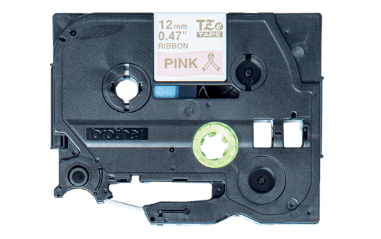Alkuperäinen Brother TZeRE34 -satiininauha – kullanvärinen teksti pinkillä nauhalla, 12 mm 2